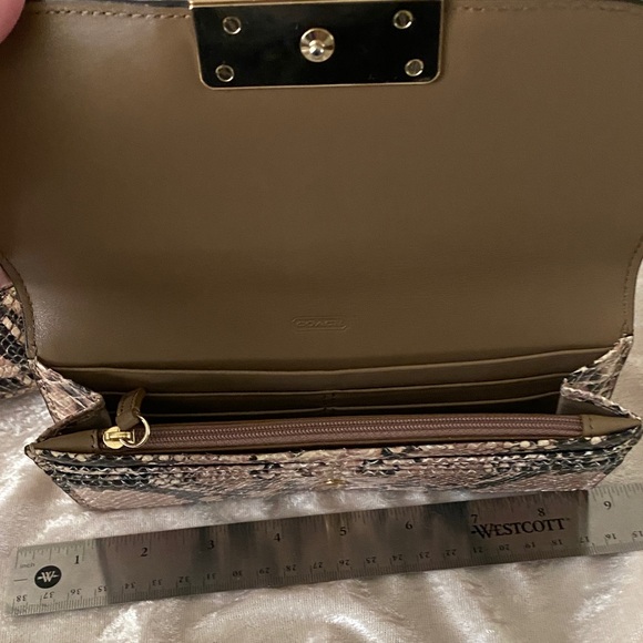 Coach Beige and Black Snake Print purse and wallet set. Excellent condition